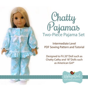 MyAngieGirl Cozy and Cute Retro Chatty Pajamas for 18 Inch Dolls and 20 Inch Chatty Cathy Dolls- PDF Sewing Pattern