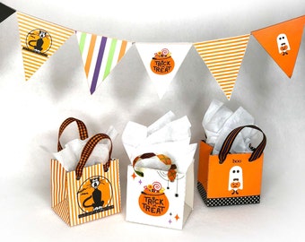 Spooky Fun Doll Sized Printable Trick or Treat Bags and Pennant Banner- Perfect for Miniature Halloween Celebrations! 1:3 Scale PDF Bundle