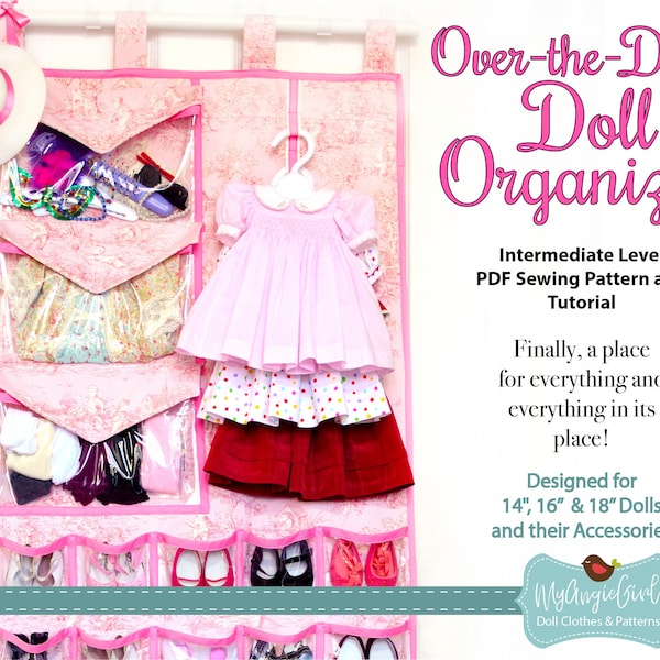 MyAngieGirl Over-the-Door Doll Organizer 18" Doll Accessories - PDF Sewing Pattern