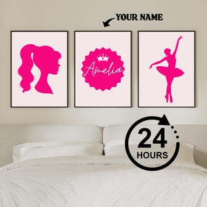 Poster personalizzato con nome rosa: decorazione per camera da letto femminile (download digitale)