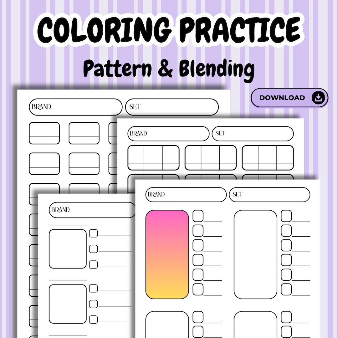 Coloring Practice Worksheets Printable, Blank Color Swatch Chart Combo ...