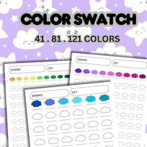 Printable Alcohol Marker Color Swatch Chart: 42, 81, 121 Colors (PDF)