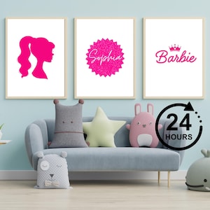Poster personalizzato con nome rosa: decorazione per cameretta femminile (download digitale)