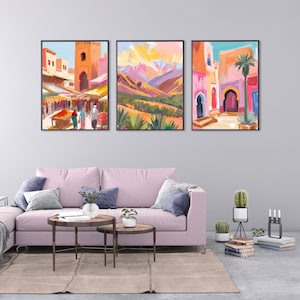 Moroccan Wall Art Set Of 3 Door Photography, Boho Wall Art Morocco Decor, Mediterranean Decor, Bohemian Moroccan Door marrakech art print