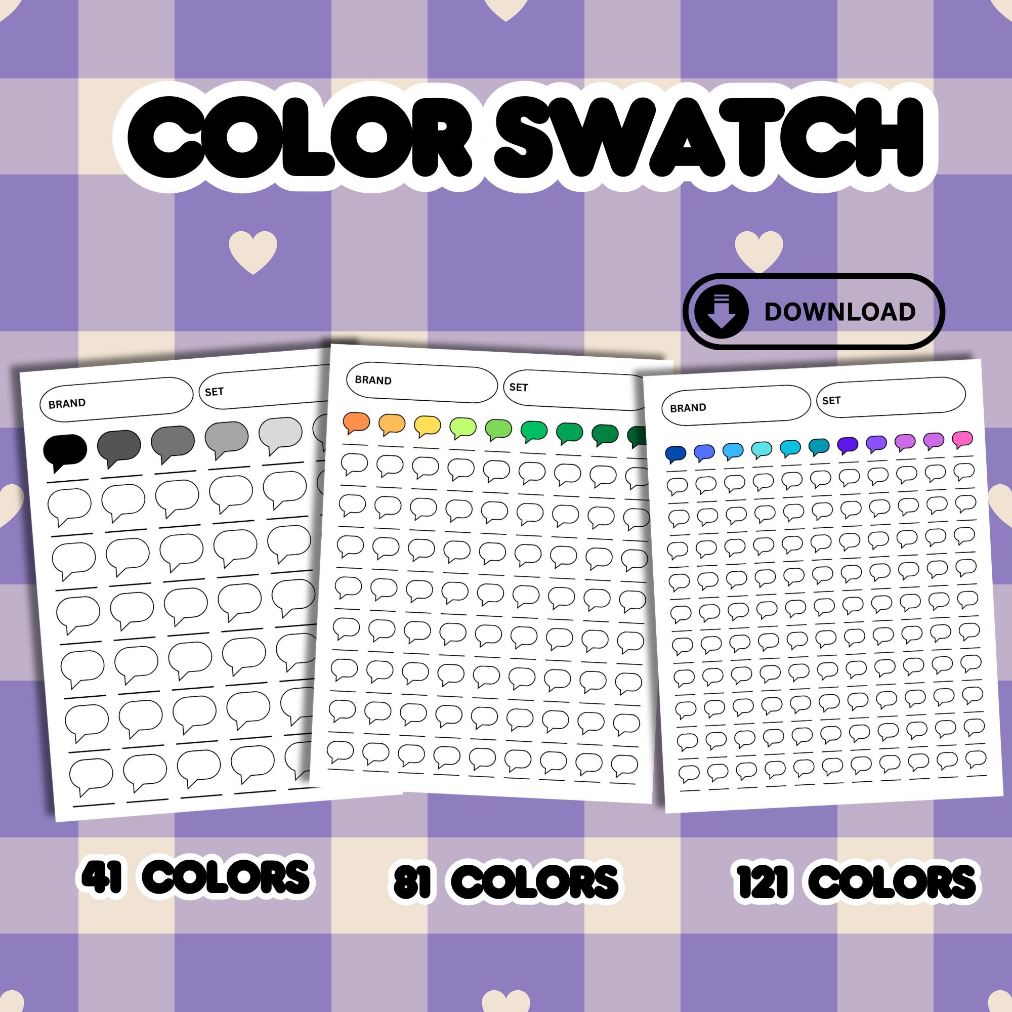 Coloring Practice Worksheets Printable, Blank Color Swatch Chart Combo ...
