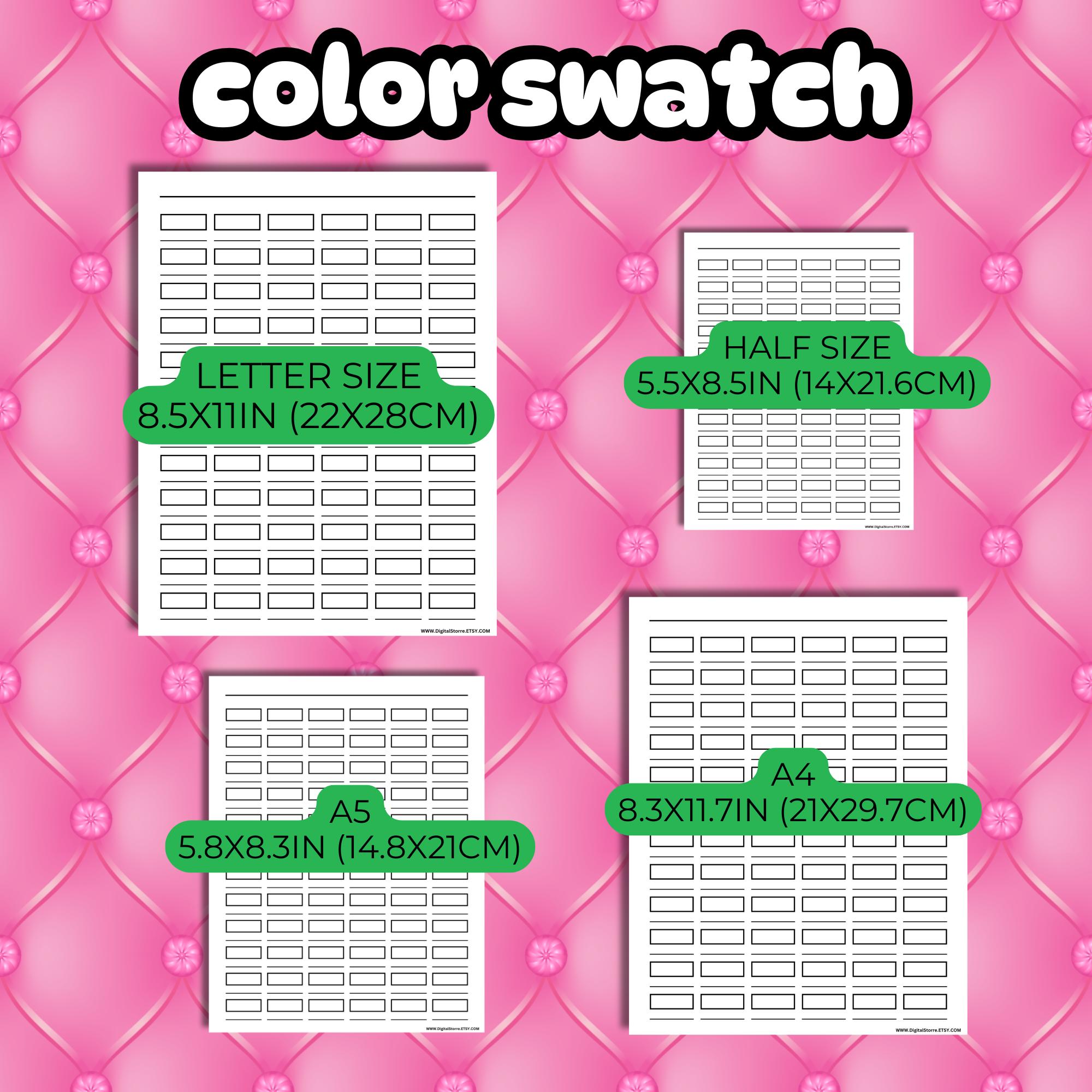 Color Swatch Chart Blank Color Chart Printable Color Swatch Template