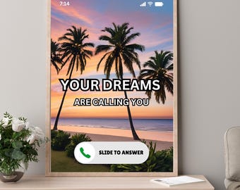 Motivational Phone Call Wall Art Digital Download Tropical Sunset Printable Poster Art Poster Pastel Motivational Wall Art School Counselor