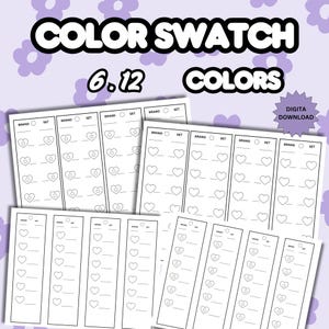 Schede campione di colore stampabili per pennarelli ad alcol – 6 e 12 test di colore facili da stampare a casa Perfette per l'organizzazione dei test di colore PDF