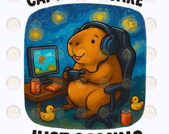 Capybara Gamer T-Shirt Design PNG, "Capy Don't Care"