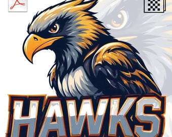 Hawks Football Mascot Design: Sports Team PNG, PDF (Digital Download)