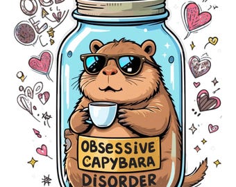 Trouble obsessionnel de Capybara PNG Svg | Capybara drôle en bocal | Téléchargement numérique