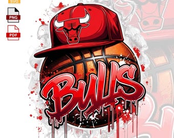 Bulls Basketball PNG | Urban Sports Design | Basketball Fan Shirt SVG | Sublimation | Instant Download