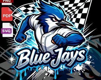 Fierce Blue Jays Mascot PNG, School Spirit Graphic (Digital Download)