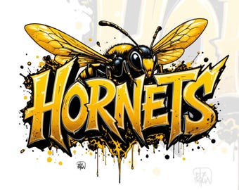 Hornets Graffiti SVG PNG, Hornets Mascot Design, DTF Sublimation, Digital Download