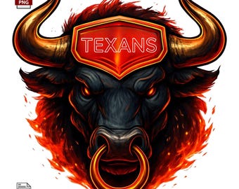 Texans Bull Mascot Fan Art PNG, Sublimatiom Design for shirts