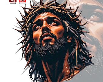 Black Jesus Christ SVG : Crown of Thorns Graphic (Digital Download)