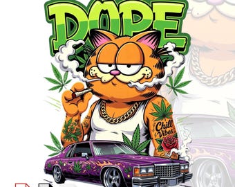 Dope Cartoon Cat PNG, Chill Vibes Street Art, Urban Stoner Illustration (Digital Download)