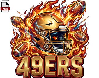 49ers Fire Game Day PNG, Flaming Sports Mascot Design, Team Spirit Sublimation