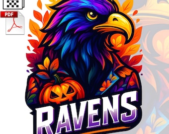 Cabeza de mascota de los Ravens PNG / Diseño de sublimación de fútbol retro / Descarga digital