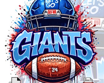 Giants Football Graffiti SVG PNG PDF - Game Day Helmet & football Sublimation Design for T-shirts