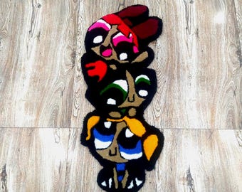 Handmade Custom Power Puff Girls Tufted Rug, Cartoon Character Rug