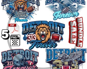 DETROIT Forever PNG Bundle – 5 Designs | Sublimation, T-shirt & Mug Printing, Digital Download