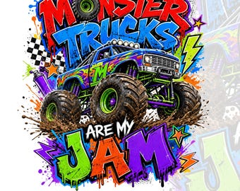 モンスタージャムのグラフィティPNG | カラフルなオフロードレースキッズシャツデザイン