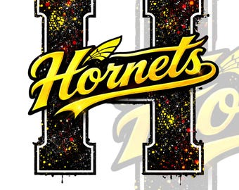Hornets PNG | Varsity Letter H, Team Shirt Logo Design | Sublimation Cricut Cut File