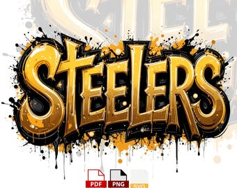 Steelers Graffiti Bubble Lettering PNG, T-Shirt DTF Sublimation Digital Download