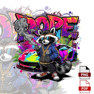 Dope wasbeergraffiti, png PNGEgg | Hiphop wasbeer mascotte clipart | Urban Street Art-sublimatieontwerp | Transparante digitale download
