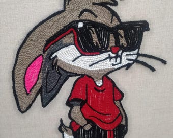 Fluffy Tufted Bugs Bunny Rug: Handmade Cartoon Character Rug