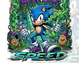 Blue High Speed Monster 420 PNG | Retro Weed Streetwear Design