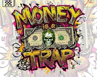 Camiseta con estampado de trampa para dinero (PNG) / Diseño de sublimación de grafiti urbano / Descarga instantánea