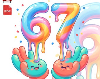 Melting 6 7 Rainbow Drip PNG Clipart - Six Seven Digital Download