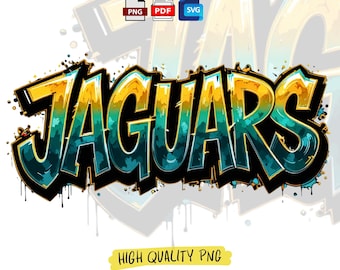 Jaguars Graffiti PNG : Football Sublimation Design Svg,Pdf Digital Download
