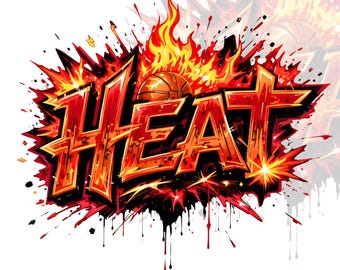 Heat Graffiti PNG, Fire Basketball Game Day Design, Sports Fan Shirt PNG, Digital Download