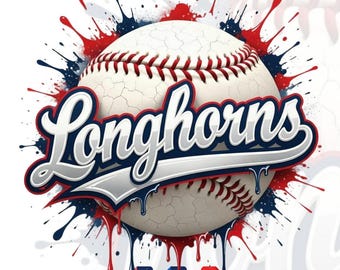Longhorns Baseball PNG, Graffiti Baseball Team Design Svg Pdf, Digital Download