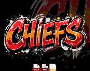 Chiefs Graffiti Design, Streetwear Football Graphic (PNG SVG)