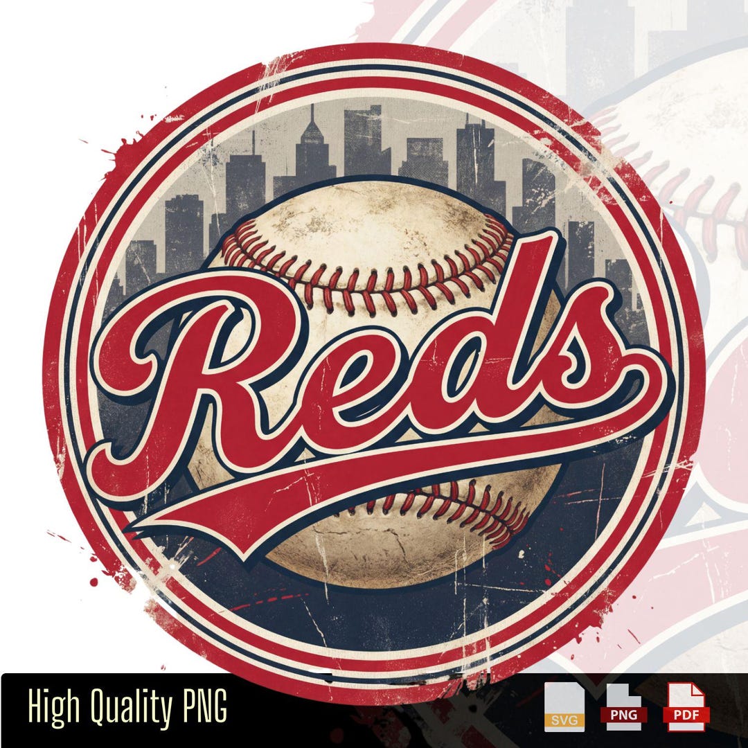 Vintage Reds Baseball Logo PNG, Distressed Sports Graphic, Grunge ...