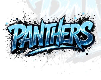 Panthers Graffiti PNG: Football Sublimation Design