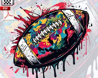 Camo Dripping Football PNG: Graffiti Sports Clipart (Digital Download)