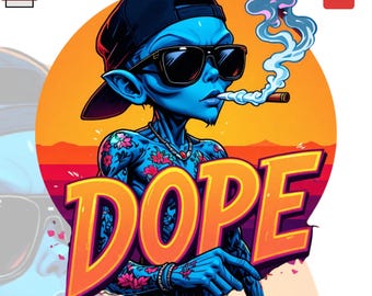 Dope Alien PNG, Urban Streetwear Art (Digital Download)