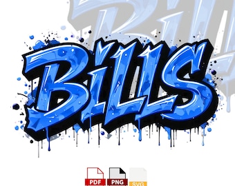 Bills Graffiti Design, Streetwear Football Fan Art (SVG, PNG, PDF)