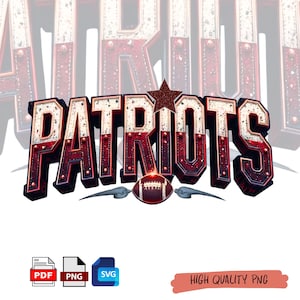 Patriots Football SVG, Typography Design, Sports Team Apparel ,Sublimation file image 1