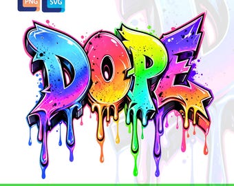 DOPE グラフィティ ドリップ PNG | ネオン ストリート アート タイポグラフィ 昇華デザイン