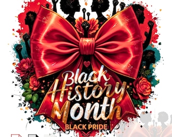 Black History Month PNG, Coquette Bow, Pride Sublimation Graphic