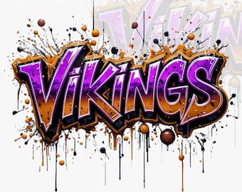 Vikings Graffiti PNG: Football Sublimation Design