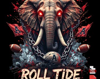 Alabama Elephant Football Design | Crimson Tide PNG, PDF (Digital Download)