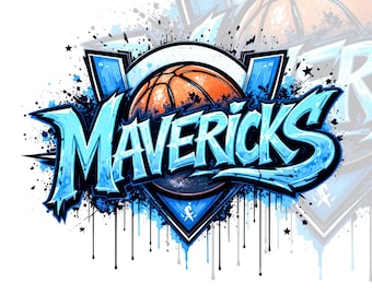 Mavericks Basketball PNG, Graffiti Game Day Clipart SVG, Sports Fan Digital Download