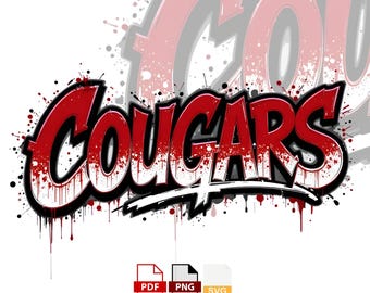Cougars Graffiti PNG: Team Sublimation Design - Digital Download